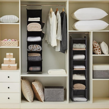 YOUDENOVA Hanging Closet Organizers and Storage, 6-Shelf Hanging Closet Shelves, Black | Storage