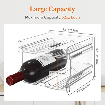 Lifewit Plastic Stackable Wine Rack for refrigerator, Cabinet, Countertop,Wine Bottle Holder, Water Bottle Organizer for Fridge, Pantry, Hold 8 Bottles