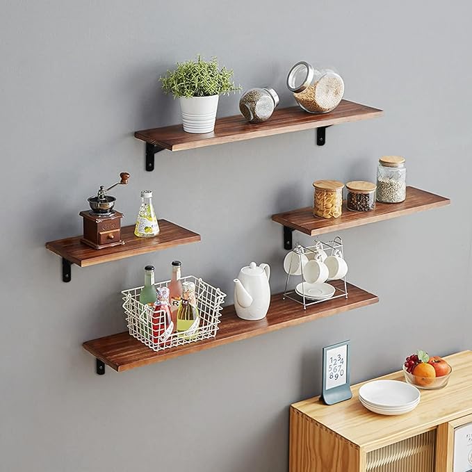 Heavy Duty Shelf Brackets 12 x 8 inches, 6 Pack Black Metal Shelves Supports, Load Capacity: 600 lb, Wall Mounted Angle L Floating Shelf Bracket, Rough Texture Powder Coating, HOME MASTER HARDWARE