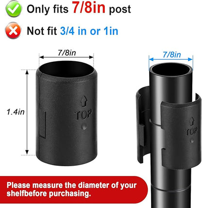 20 Pairs of 7/8-Inch（22.2mm）Wire Shelf Clips for Metal Shelving & Garment Racks – Plastic Locking Clips, Adjustable Layer Spacers (Black, 7/8)