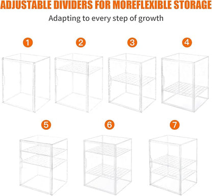 YESGIRL 3-Tier Clear Baby Bottle Organizer,Clear Stackable Acrylic Storage With Drawer for Countertop Cabine Storage Station Case Box Container for Nipples Pump Parts Food Jars
