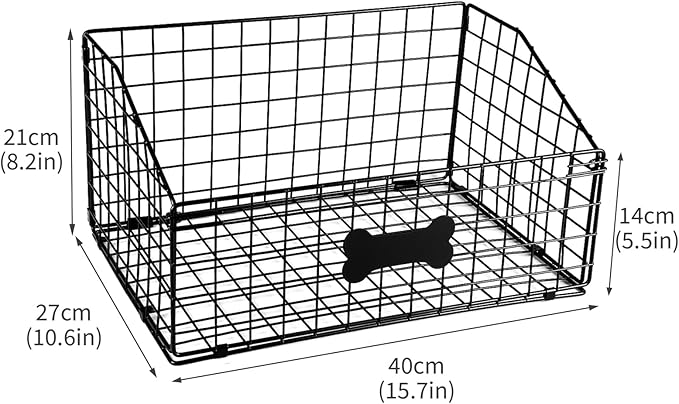 Geyecete Toy box for dogs large Dog Toy organizer Pet wire folding basket dog toy container dog toy box -Can be Personalized-Cat and Puppy-Black