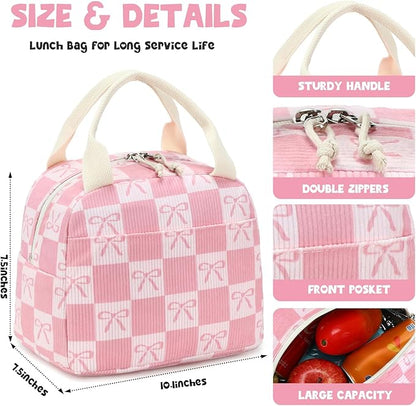 Bluboon Lunch Bag for Women Men Cute Corduroy Lunch Tote Bags Reusable Insulated Lunch Box Large Capacity Reusable Insulated Cooler for Work Picnic or Travel