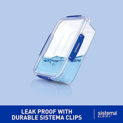 Sistema KLIP IT PLUS Leakproof Food Storage Containers 2.2 L, 1 L, 400 ml Airtight & Stackable Meal Prep Containers with Lids School Lunch Boxes & Snack Boxes 6 Count