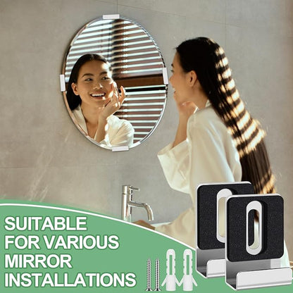 12 Pcs Metal Mirror Holder Clips for Wall Mounting Heavy Duty Frameless Mirror Hangers Hooks Hardware Mounting Clip for Wall Tile Billboard Display(Silver,1/2 Inch)