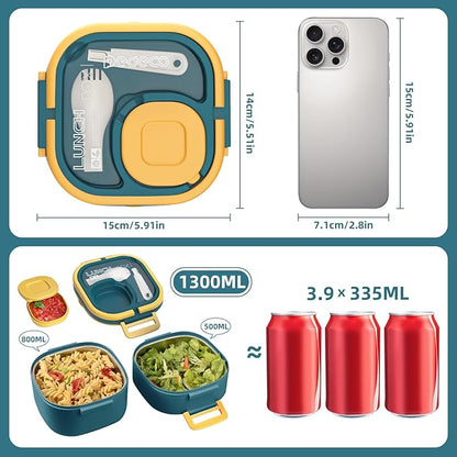 Stackable Stainless Steel Bento Box with Insulated bag,Leak-Proof,2-Tier Bento box,Lunchbox container With Portable Sauce Pod and Cutlery-for Kids/Adult,Dishwasher/MicrowaveSafe,Blue