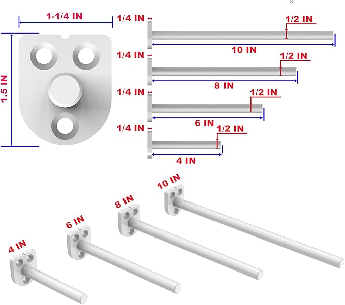 Floating Shelf Bracket（1/4 Inch Thick 6 Pack, 10 Inch White） Solid Steel Support, Hidden Heavy Duty Shelf Bracket, Invisible &Blind Design for Wood Shelves，Suitable for Kitchen, Study or DIY