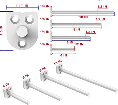 Floating Shelf Bracket（1/4 Inch Thick 6 Pack, 10 Inch White） Solid Steel Support, Hidden Heavy Duty Shelf Bracket, Invisible &Blind Design for Wood Shelves，Suitable for Kitchen, Study or DIY