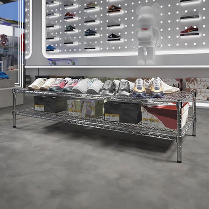 24" Deep x 60" Wide x 14" Height Wire Shelving Kit | 2-Tier | NSF Commercial Storage Rack Unit