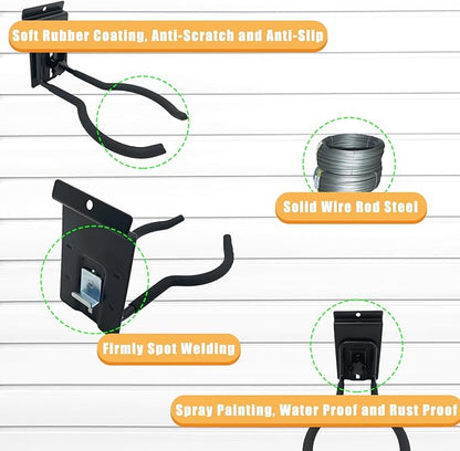Adjustable Slatwall Hooks, Lockable Slatwall Weedeater & String Trimmer Hanger, Power Tool Hanger for Slatwall Accessories, Utility Hooks for Garage Storage - 8" x 4 Pcs