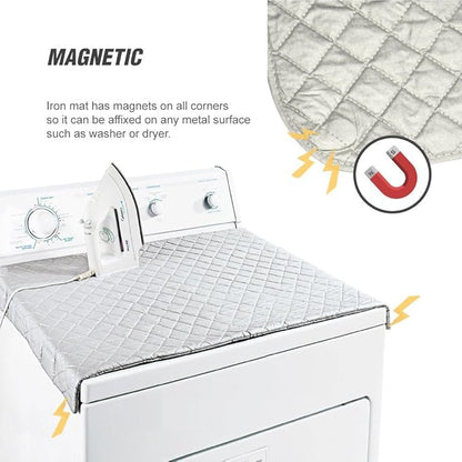 Ruibo Magnetic Ironing Mat Blanket,Iron Board Alternative Cover/Quilted Washer Dryer Heat Resistant Pad/Portable Cover/Mat Grey 33"X 18"