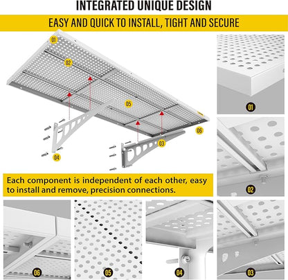 2-Pack 1.64x4ft Adjustable Garage Wall Shelving 560lbs Load Capacity Heavy Duty Wall Mounted Storage Shelf Metal Floating Shelves for Garage(White)