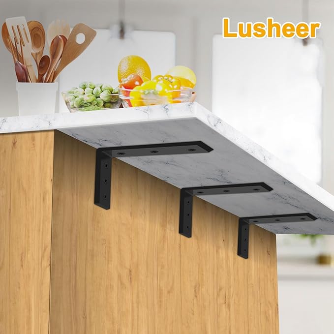 Countertop Support Brackets 10 inch,Heavy Duty Countertop Brackets 10'' x 6'' x2.5'' for Granite,L Bracket Metal Corbels for Quartz,Granite,Wood,Concrete and Laminate Countertops(2 Pack)
