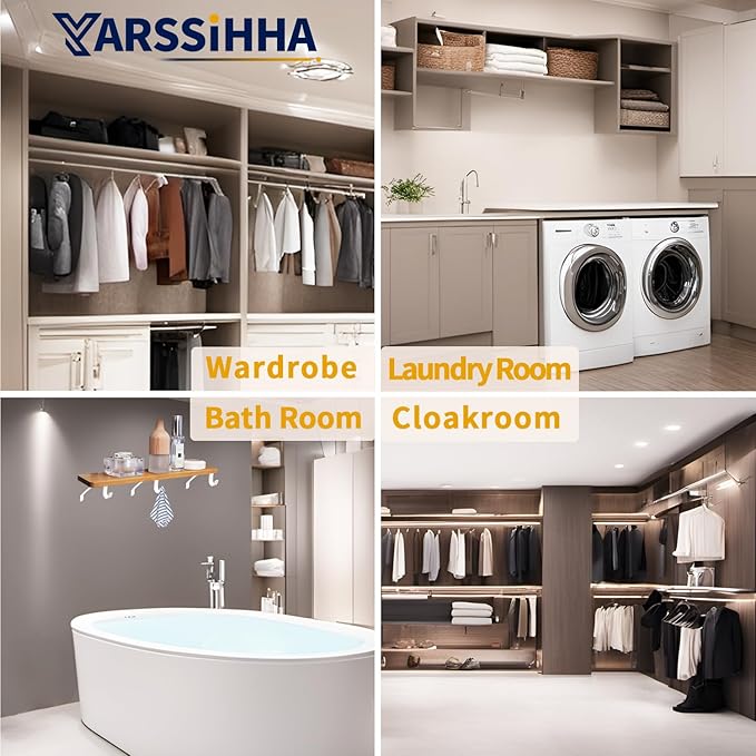 Yarssihha 4 Pack Adjustable Closet Rod Bracket, Wall Mounted Closet Shelf Bracket, White Closet Rod Support Bracket with Screws