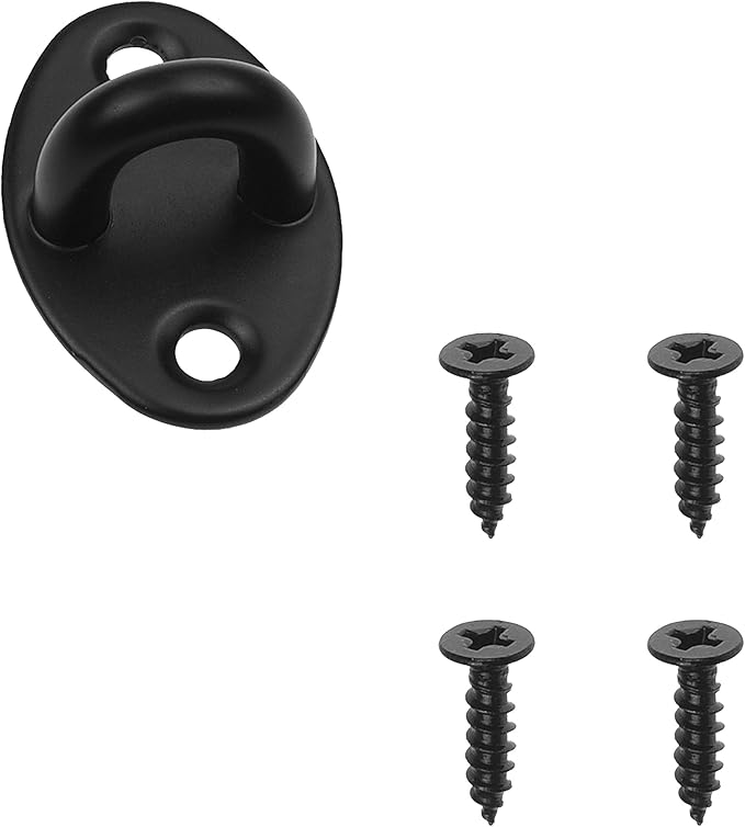 Kare & Kind Hook and Eye Latch (4-inch) - with Mounting Screws - Heavy Duty Locks for Door, Gates, Barns, Bathrooms, Cabins (1-Black)