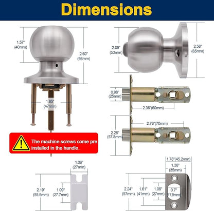 Lanwandeng 4 Pack Door Knobs with Lock and Key,All Keyed Same Entry Door Knob, Exterior and Interior Door Lock, Door Handle Satin Nickel