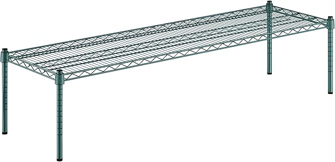 18" x 60" x 14" Green Epoxy Wire Storage Shelf, Dunnage Rack, Commercial 1 Tier Small Shelf