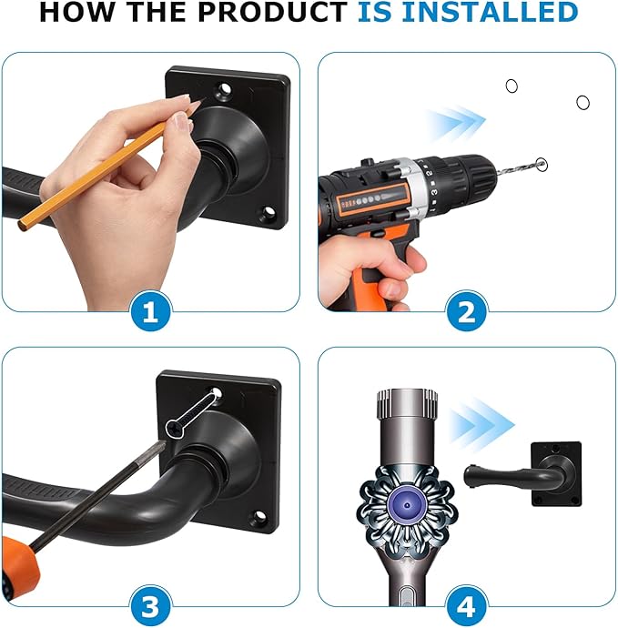 Wall Mount Holder Compatible with Shark Cordless Rod Vacuum IX141 IZ562H IZ682H IZ361H IZ462H IZ163H IZ363HT IZ483H for Dyson V7 V8 V10 V11 V12 Handheld Vacuum Accessories