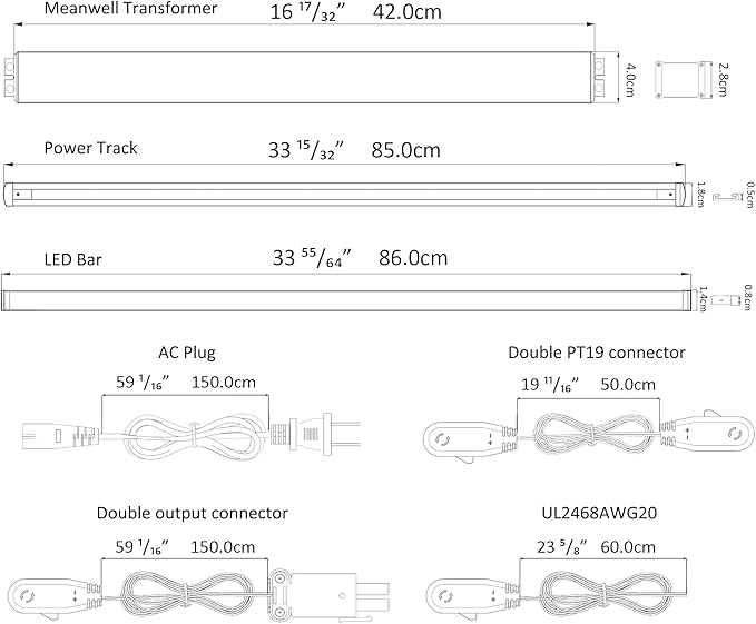 Gondola Shelving Lights 36" kit with 8 pcs 4200K Daylight White LED Light Bars,Power Supply and Accessories for Super Market, Retail Display, Business Shelves via Magnets to fit (36" 8PCS)