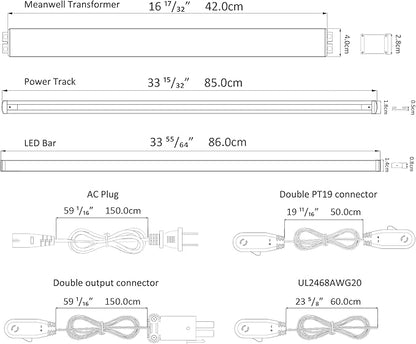 Gondola Shelving Lights 36" kit with 8 pcs 4200K Daylight White LED Light Bars,Power Supply and Accessories for Super Market, Retail Display, Business Shelves via Magnets to fit (36" 8PCS)