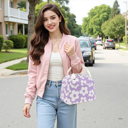 Bluboon Lunch Bag for Women Men Cute Corduroy Lunch Tote Bags Reusable Insulated Lunch Box Large Capacity Reusable Insulated Cooler for Work Picnic or Travel