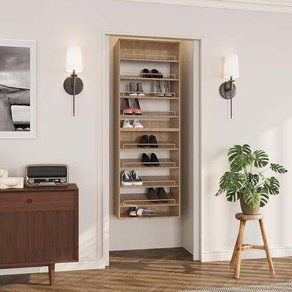ROOMTEC Modular Closet System, 19.5" Shoe Shelf Closet Tower Wall-Mounted Closet Organizer, Wooden Tower for Walk-In Closets, Wardrobe Storage Kit, Wood