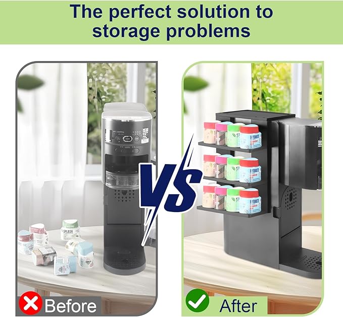 Flavor Pod Holder for Ninja Thirsti WC1001 Soda Maker, 12-Pod Capacity Wooden Organizer Rack, Countertop Storage Station & Custom Accessory for Thirsti Drink System (Holder Only)