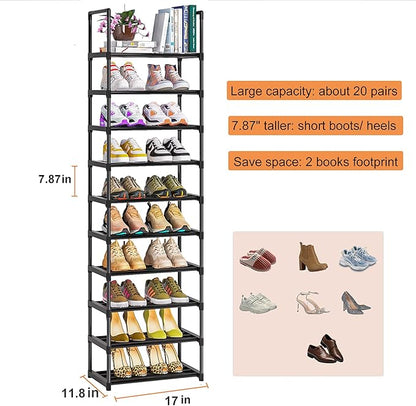 OYREL Shoe Rack, Sturdy Metal Shoe Rack Organizer,Narrow Shoe Racks for Closets,Shoes Rack,Shoe Stand,Shoe Shelf