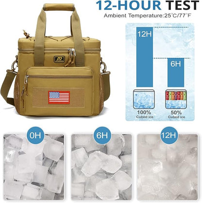 ATRIPACK Lunch Box for Men, Tactical Lunch Bag MOLLE Webbing Leakproof Insulated Large Lunch Cooler Women Adult Meal with Adjustable Shoulder Strap Durable Lunch Pail (Brown)