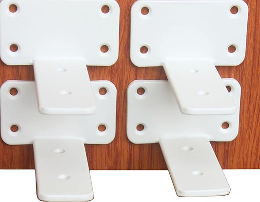4 Pack - 4 inch White Hidden L Shelf Bracket (1/5 Inch Thicked) Iron Floating Shelf Brackets Rustic Industrial Metal Brackets for Shelf Support