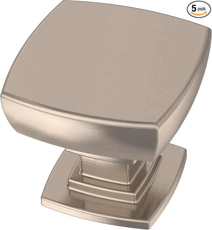 Franklin Brass (5-Pack) – Satin Nickel Cabinet Knobs for Dressers, Drawers, Kitchen Cabinet Door, Vanity, Furniture, Closet Knobs, 1-1/8 Inch Square | Webber