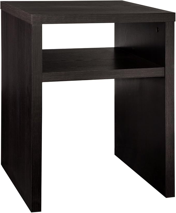 ClosetMaid 1666 2-Tier Square End Table with Storage Shelf, Black Walnut