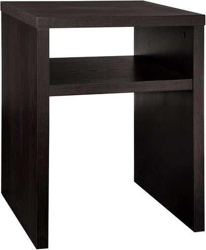 ClosetMaid 1666 2-Tier Square End Table with Storage Shelf, Black Walnut