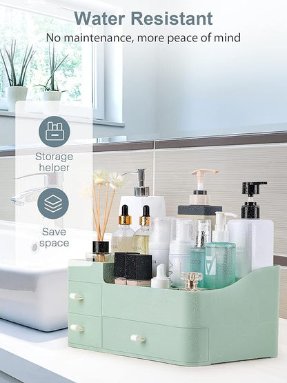 ONXE Makeup Organizer with Drawers,Large Capacity Countertop Organizer for Vanity,Bathroom and Bedroom Desk Cosmetics Organizer for Skin Care,Brushes, Eyeshadow, Lotions, Lipstick, Nail Polish