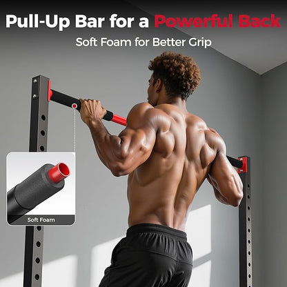 FLYBIRD Squat Rack with Pull-Up Bar, Adjustable Multi-Functional Power Rack, Inner Width Squat Rack Stand Suitable for 6FT,7FT Barbell for Home Gym Equipment…