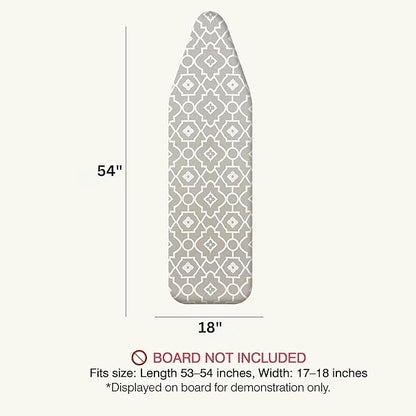 Ironing Board Cover and Pad 18"x54" Extra Thick Natural Cotton Scorch & Stain Resistant Iron Board Cover Extra large Iron Board Cover with Fasteners Heavy Duty Heatproof Elastic Edge Geometric