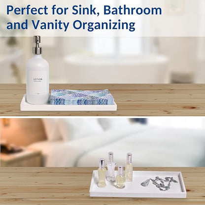 Countertop and Vanity Tray - 2 PC Large 11.7" Silicone Bathroom Trays, Counter Organizer, Dish Soap Sponge Holder Kitchen Sink Tray Organizer, Sink Caddy Toothbrush Key Kitchen Soap Trays