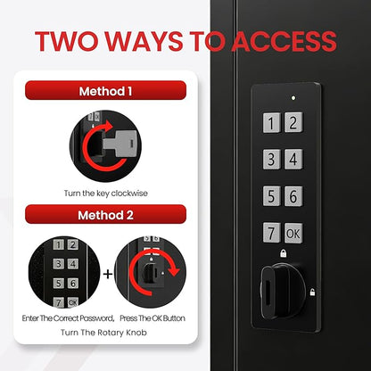 Grimtron Key Lock Box for Keys with Code, Key Box Wall Mount Cabinet, Electronic Lock, Private/Public Mode, 40 Keys, Black