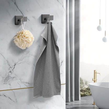 Heavy Duty Stainless Steel Towel Hooks, Wall Mounted Square Robe Hooks for Bathroom, Kitchen, Bedroom, Hotel 2 Pack Grey