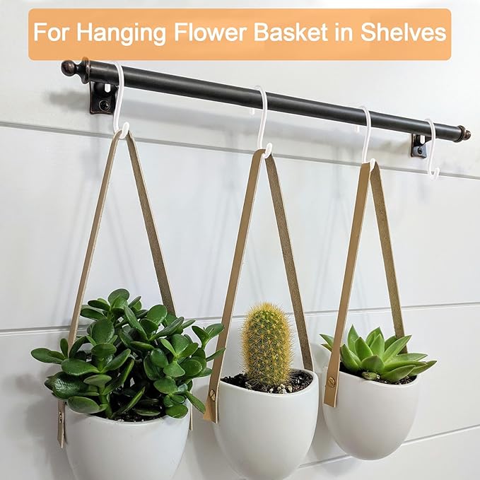 12 Pack 6 Inch S Hooks,Large S Hook Vinyl Coated Heavy Duty S Hook for Hanging, Non Slip S Hanger Closet Hooks, Steel Metal White Rubber S Hooks for Hanging Plants,Clothes,Jeans,Pot Pan Garden