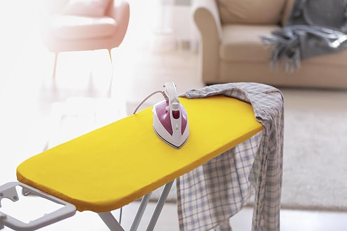 Encasa XO Ironing Board Cover and Pad 54"x15" - 4mm Felt Large Iron Board Cover with Padding - Heat Resistant, Stain-Safe Dye, Non Slip Elastic Bungee Cord Tightening Iron Table Cover Yellow