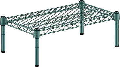 14" x 24" x 8" Green Epoxy Wire Storage Shelf, Dunnage Rack, Commercial 1 Tier Small Shelf