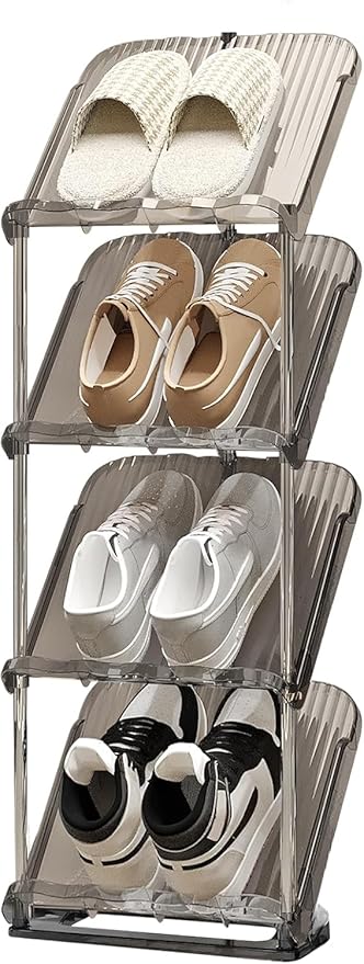 YYW Clear Narrow Shoe Rack for Entryway, Free Standing Shoe Racks Shelf Closet, Shoe Storage Organizer for Living Room