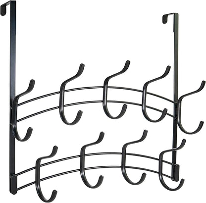 LYNK Professional® Home™ Over The Door Hooks - 18 Hook Over The Door Hanger - Over Door Coat Rack - Hanging Towels or Clothes - Bathroom, Bedroom or Laundry Room - Lifetime Ltd. Warranty – Black