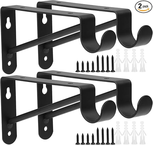 Small Shelf and Rod Brackets, 4 Pcs Closet Shelf & Rod Brackets Wall Mounted 5.9 inches, Heavy Duty Closet Shelf Bracket with Rod Holder, Closets Shelves Support Bracket with Screws