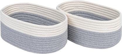 CubesLand Cube Shelf Storage Baskets for Organizing, Woven Shelf, Closet Bins Shelves Toy Basket Box Nursery Baby 2 Packs Organization Off White/Light Gray
