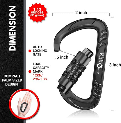 12kN (2697 lbs) Heavy Duty Carabiner Clips, for Securing Pets, Outdoor, Camping, Hiking, Hammock, Dog Leash Harness, Keychains