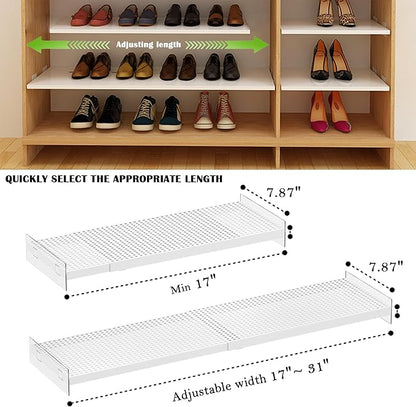 Adjustable Closet Shelves Divider, Expandable Metal Hanging Shelves Closet Separator for Closet Cabinet Wardrobe Cupboard Bedroom, 2 Pack