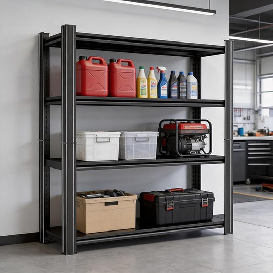Metal Garage Shelving Unit, Heavy Duty Adjustable Storage Shelves, Steel Shelving, 2000 lbs Capacity Shelves for Heavy Tools and Equipment, 4 Tier, 35.4" Wx 13.8" Dx 44.1" H