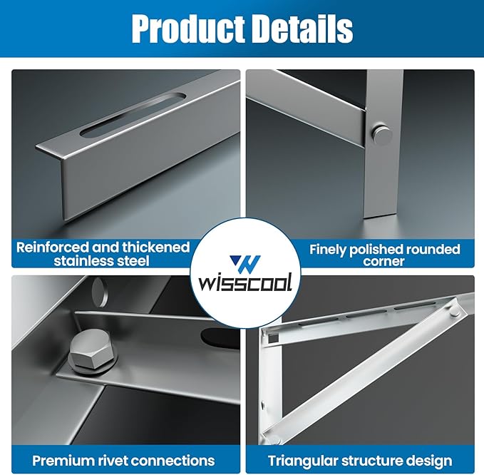 Mini Split Wall Mounting Bracket 304 Stainless Steel for 9000-36000 BTU Air Conditioner, Foldable Heavy Duty AC Support Bracket for Wall Mount Condenser AC Heat Pump Systems, Max 800 Lb